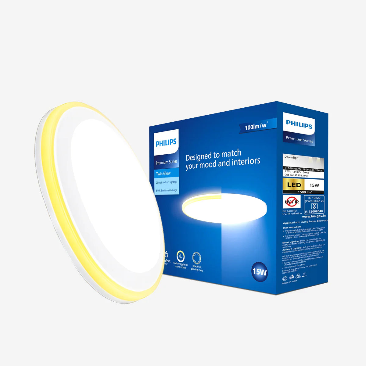 Philips Twin Glow Downlight (10W / 15W) - 3 Color Modes